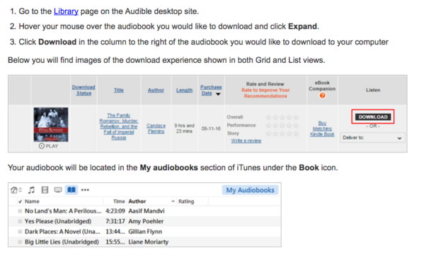 Transfer audible books to itunes